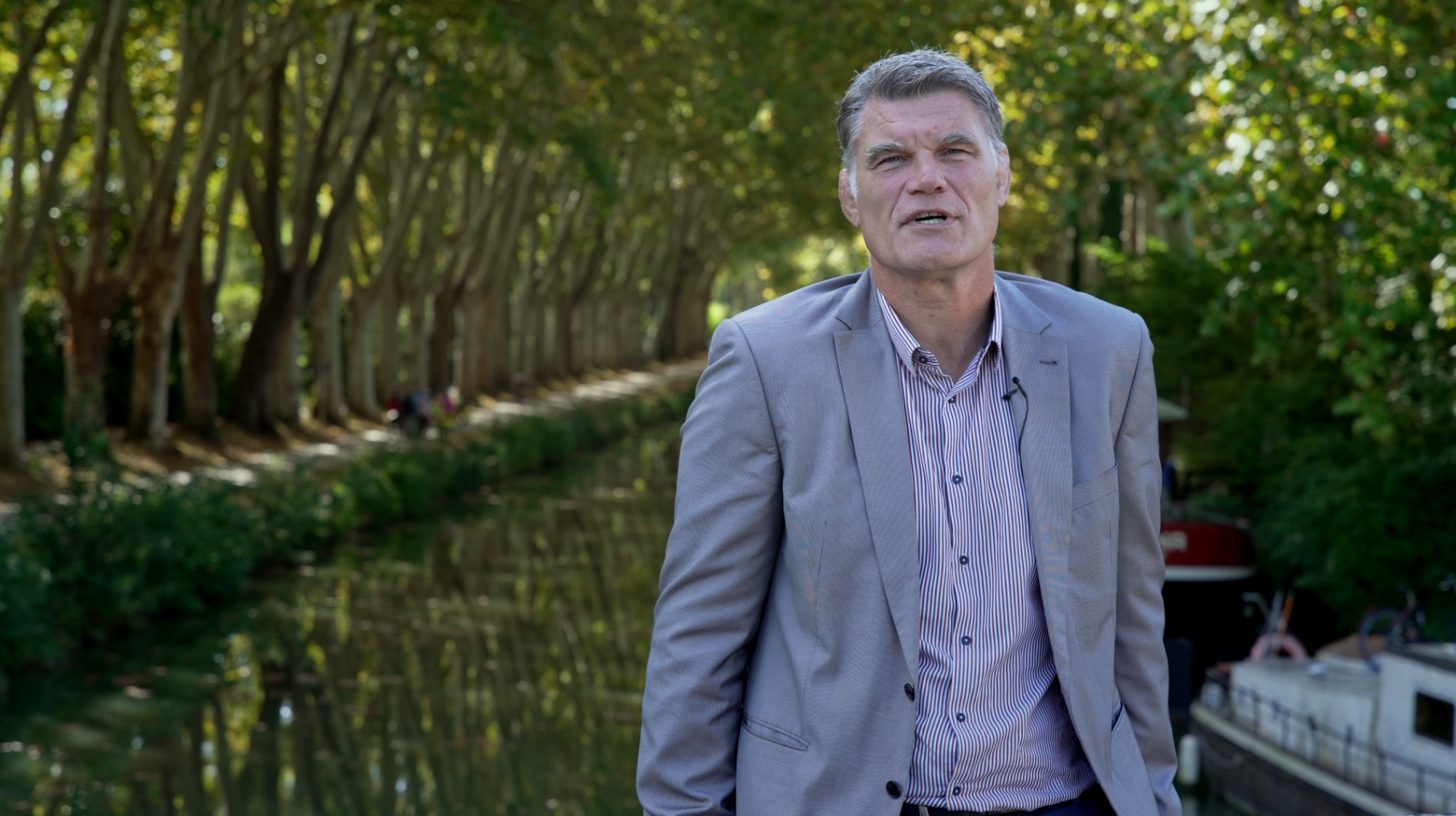 Fabien Pelous, parrain du programme de replantation du canal du Midi